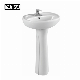  Modern Design Floor Mounted Ceramic Washing Basin with Pedestal