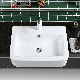  Ortonbath UK 550mm Rectangule Semi Recessed Bathroom Vanity Basin Ceramic Hand Wash Basin Sink