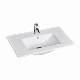 Fashionable Ceramic Countertop Basin Semi-Recessed Square Cabinet Basin White Hotel Bathroom Faucet Basin