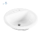  Drop-in Round White Cabinet Semi-Embedded Ceramic Hand Wash Bathroom Sink