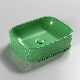  Sanitary Ware Ceramic Green Color Square Round Basin Popular New Design Bathroom Sink Vanity Accept OEM