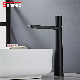  Sanipro Deck Mounted Brushed Blacken Brass Bathroom High Straight Basin Faucet