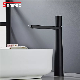 Sanipro Deck Mounted Brushed Blacken Brass Bathroom High Straight Basin Faucet