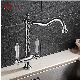 Fyeer Retro Style Brass Chrome Plated Kitchen Sink Faucet with Double Ceramic Handle