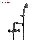 Fyeer Double Handle Black Wall Mounted Bathtub Faucet with Hand Shower