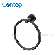 Round Design Solid Brass Matte Black Towel Ring