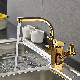  Classic Single Hole Pull Down Kitchen Golden Faucet with Bidet Spray Gun