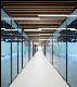 Customized Aluminium Double Single Frame Sound Proof Wall Glass Office Partition with Magnetic Blinds and Hinged Door