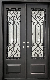 Classic Home Entry Security Steel Glass Double Doors Wrought Iron Door