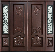  European Style Exterior Glass Solid Wooden Door with Iron Grid