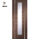 Internal Solid Wood Walnut Door with Frosted Glass Aluminium Insert Strip for Bathroom