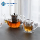  1200ml High Borosilicate Transparent Double Wall Glass Tea Pot Set with Stainless Steel