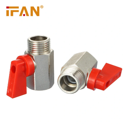 Ifan Red Handle High Pressure Mini Ball Valve Pn25 1/2" Male Thread Brass Ball Valve