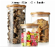  Glass Jar, Food Jar, Glass Food Storage Containers Glass Storage Jar with Airtight Bamboo Lids Kitchen Glass Canisters for Coffee, Flour, Sugar, Candy, Cookie