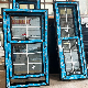  Wholesale Hurricane Impact American Style UPVC Fibre Plastic Double Glazed Stained Glass Doors and Windows Guangzhou