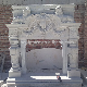 Ornate Arched White Lions Statues Marble Fireplace Mantel