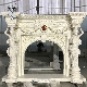  Western Style Luxury Beige Cream Marble Fireplace Mantel with Lady Statue