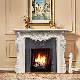 Polished Indoor OEM Design White Marble Fireplace Mantel