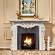 Polished Indoor OEM Design White Marble Fireplace Mantel manufacturer