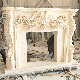  China Manufacturer Decorative Pure White and Beige Limestone Stone Mantel Hand Carving Fireplace Mantel for Home Price