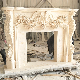 China Manufacturer Decorative Pure White and Beige Limestone Stone Mantel Hand Carving Fireplace Mantel for Home Price