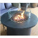 Concrete Firepit Dining Table with Glass Wind Guard