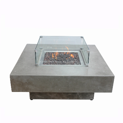 42" Square Concrete Gas Firepit Table Grc Fire Table in Garden and Patio