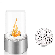 Bio Ethanol Fireplace Alcohol Smokeless Stove Decorative Solo Stainless Steel Fire Pit with Glasses Cover Smokeless Smores Freestanding Tabletop Fireplace