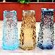 Triangle Mouth Hexagon Bottom Embossed Glass Vase Decor