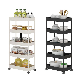  5 Tiers Plastic Storage Cart Organizer Bathroom Kitchen Drainer Storage Trolley with Basket with ABS Plastic Basket