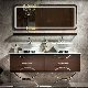 New Design Wood Grain Double Sink Bathroom Cabinet Sanitary Ware with LED Light Mirror Zf -Bc-016