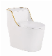  Designer Diamond Golden Line Blue Toilet Bowl One Piece Ceramic Water Closet Toilet