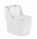 Designer Diamond Golden Line Blue Toilet Bowl One Piece Ceramic Water Closet Toilet