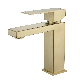  Bathroom 304 Stainless Steel Gold Square Basin Mixer Single Lever Single Hole Sink Faucet