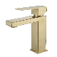 Bathroom 304 Stainless Steel Gold Square Basin Mixer Single Lever Single Hole Sink Faucet