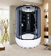 Luxury Round Black Frame Grey Glass Shower Cabin