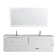  60 Inch Modern Bathroom White High Gloss Painting Plywood Wall Mounted Vanity Unit Cabinet Furniture with LED Mirror