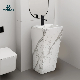 Ceramic Sanitary Ware Customization Pattern Pedestal Basin One Piece Freestanding Basin