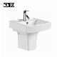  Chaozhou Sanitary Ware Square Design Semi Pedestal Basin for Bathroom