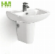  Good Quality Ceramic Wall Hung Wash Basin with Semi Pedestal