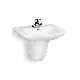 Chaozhou Wholesale Sanitary Ware Bano Lavabo Bathroom Wash Basin Ceramic Wall Hung Basin with Faucet Hole Fix to The Wall Back Half Pedestal Basin