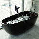 CE Italian Modern Style 70 Standard Size Bath Elegant Black Matte Acrylic Seamless Connected Slim Edged Freestanding Bathtubs