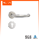 SUS304 Satin Finish Bedroom Door Lever on Rose Straight Door Handle Sets