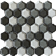 Hexagon Bevel Edge Fiberglass Mesh Glass Mosaic Bathroom Decorative
