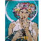 Beautiful Stained Glass Mosaic Girl Mural Glass Mosaic Artwork for Bathroom Decoration