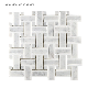  Itlian White Marble Bianco Carrara White Marble Blend Basketwave Shape Mosaic Tiles